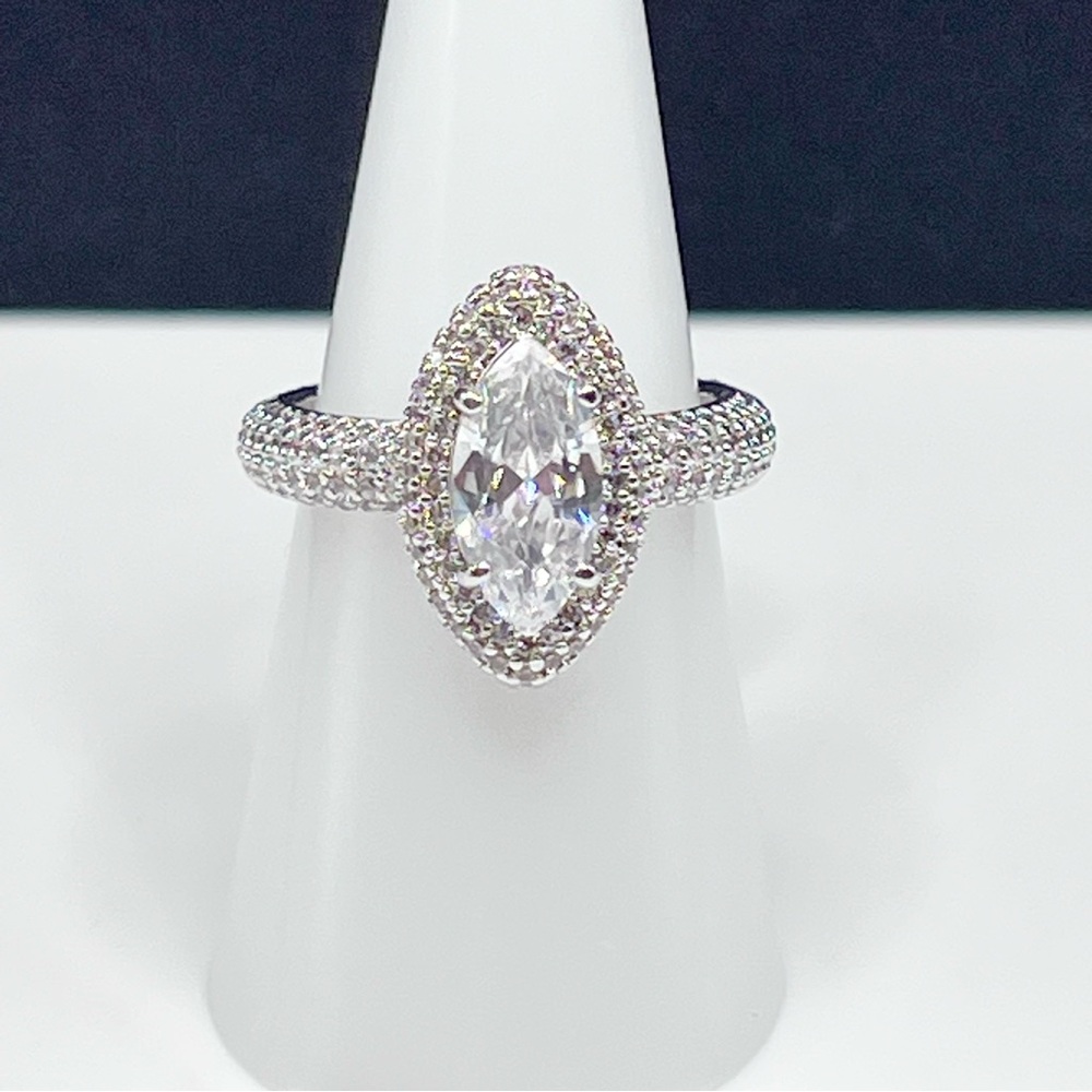 Bomb Party BP Ring My Forever Date Diamond Cubic Zirconia Rhodium Size 7